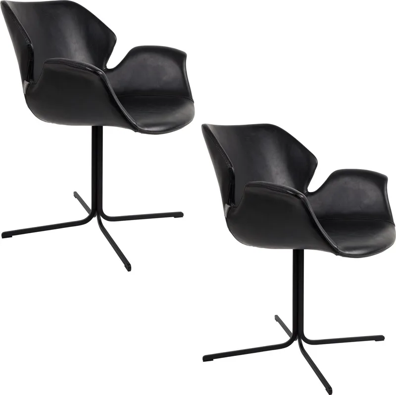 Nikki Eetkamerstoelen Armleuning - Set van 2 von Zuiver in Zwart – Produktfoto