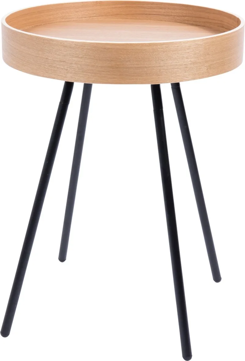 Oak Tray Bijzettafel Rond 46,5 cm Eikenhout von Zuiver in Bruin – Produktfoto
