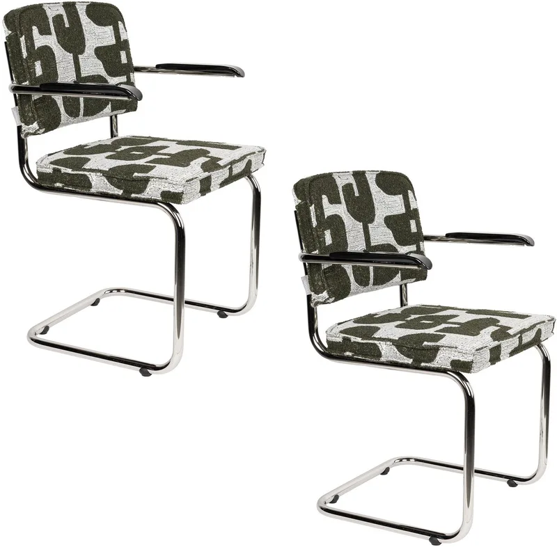 Ridge Deco Symbols Eetkamerstoelen Armleuning - Set van 2 by Zuiver in Groen – product photo