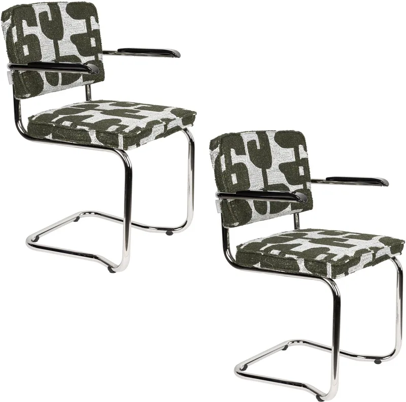 Ridge Kink Deco Symbols Eetkamerstoelen Armleuning - Set van 2 van Zuiver in Groen – productfoto