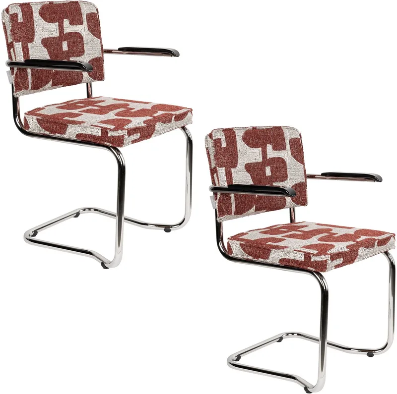 Ridge Kink Deco Symbols Eetkamerstoelen Armleuning - Set van 2 van Zuiver in Rood – productfoto