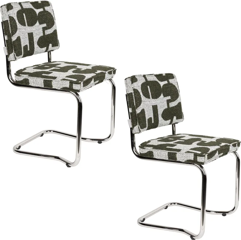 Ridge Kink Deco Symbols Eetkamerstoelen - Set van 2 van Zuiver in Groen – productfoto