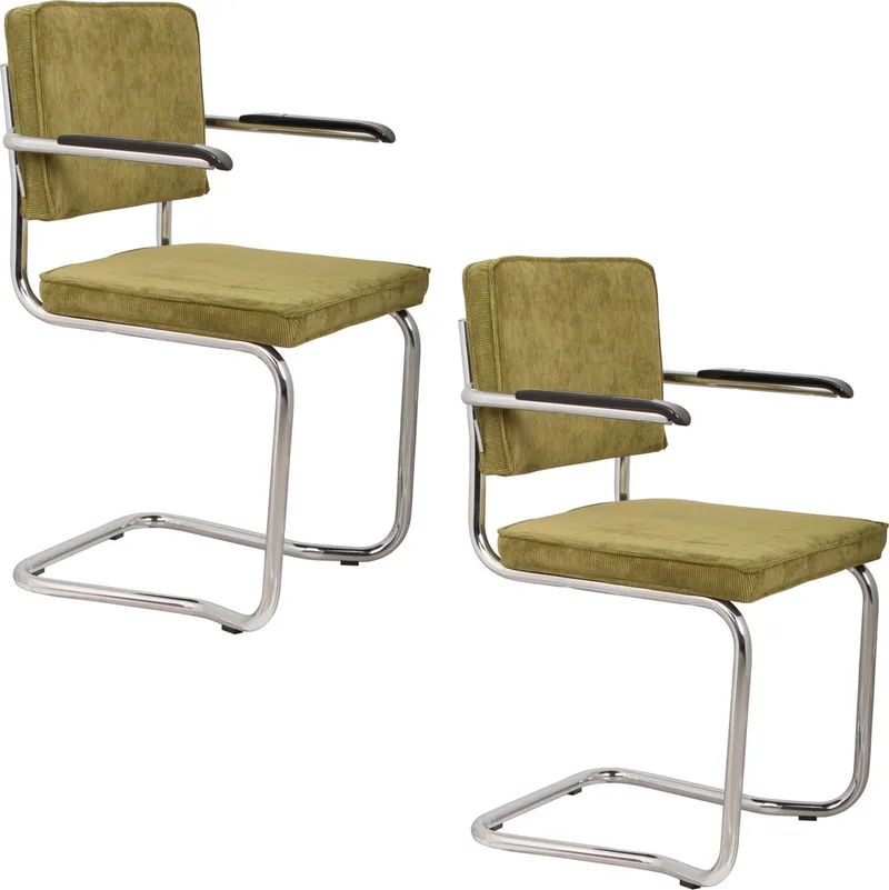 Ridge Kink Rib Eetkamerstoelen Armleuning - Set van 2 de Zuiver en Groen – photo du produit