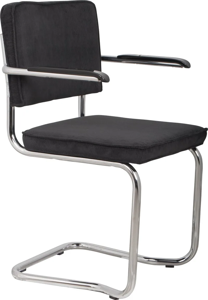Ridge Kink Rib Eetkamerstoelen Armleuning - Set van 2 de Zuiver en Zwart – photo du produit