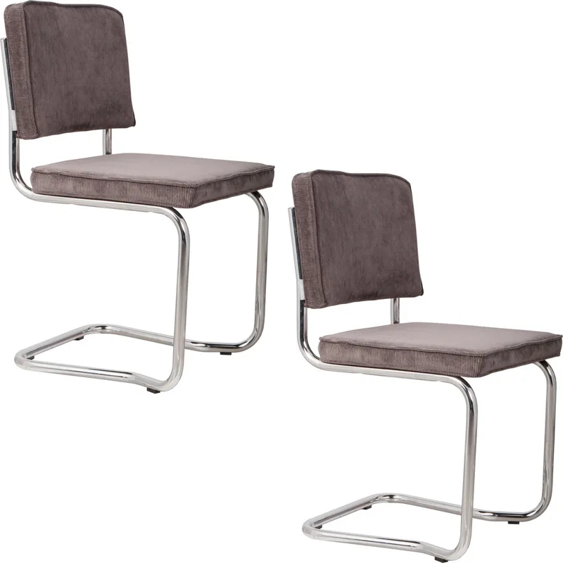 Ridge Kink Rib Eetkamerstoelen Grijs - Set van 2 von Zuiver in Donkergrijs – Produktfoto