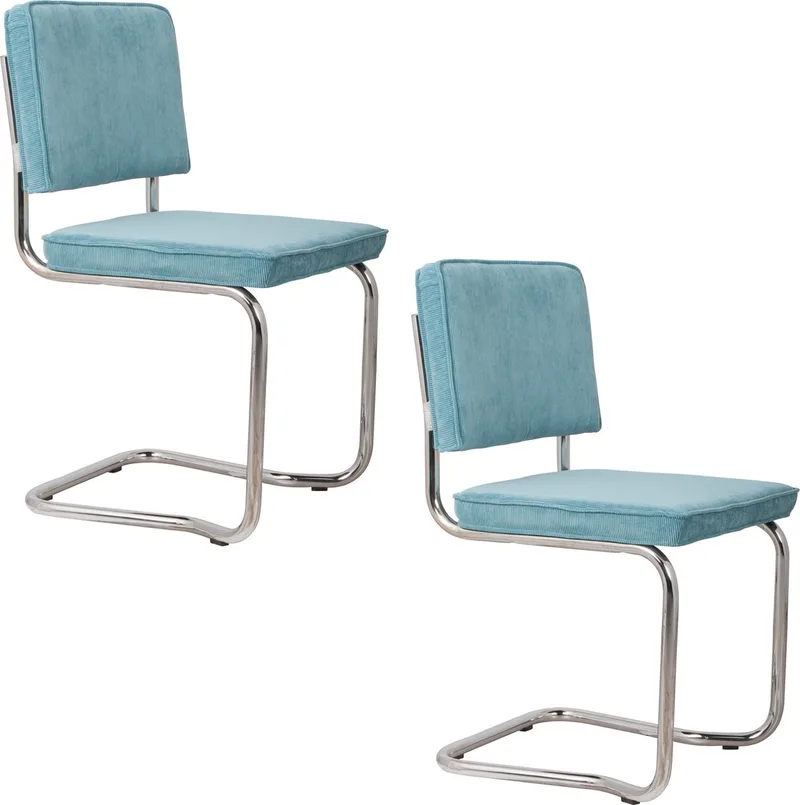 Ridge Kink Rib Eetkamerstoelen - Set van 2 de Zuiver en Blauw – photo du produit