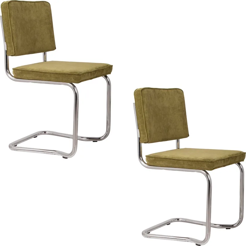 Ridge Kink Rib Eetkamerstoelen - Set van 2 by Zuiver in Groen – product photo