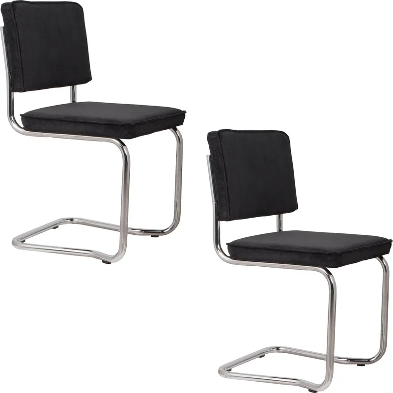 Ridge Kink Rib Eetkamerstoelen - Set van 2 van Zuiver in Zwart – productfoto