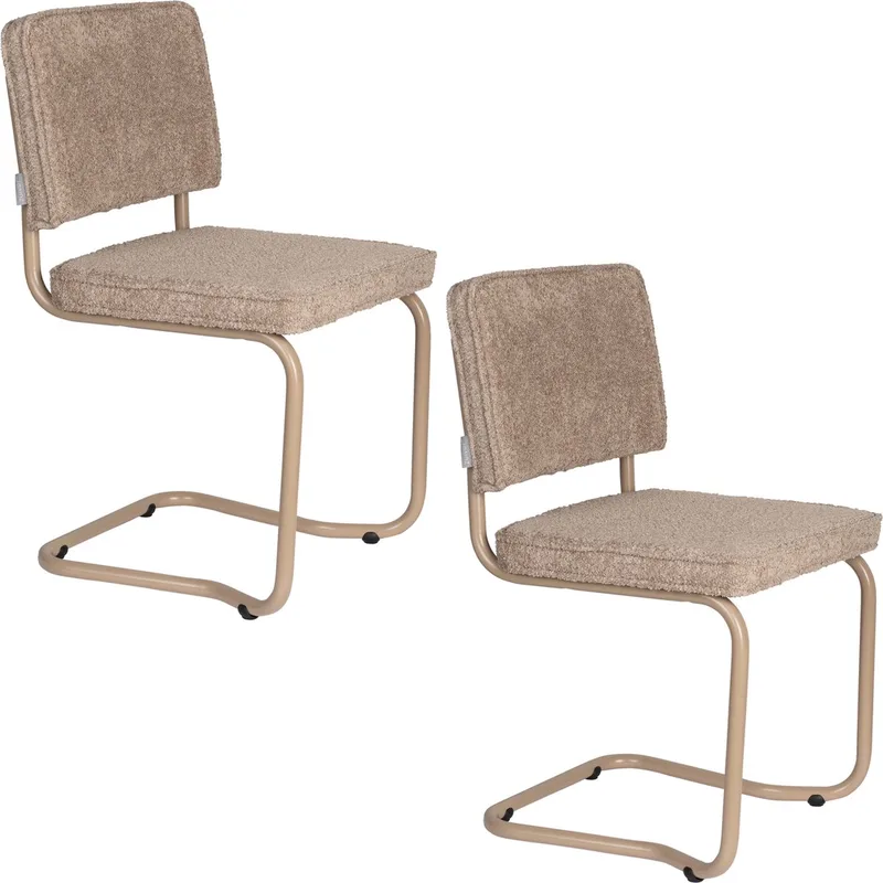 Ridge Kink Soft Eetkamerstoelen - Set van 2 by Zuiver in Beige – product photo