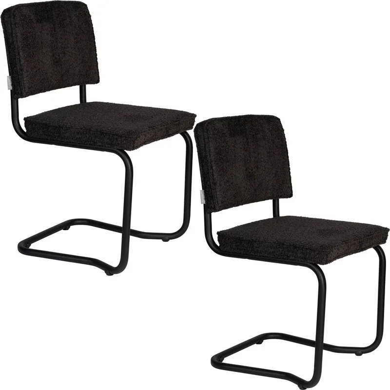 Ridge Kink Soft Eetkamerstoelen - Set van 2 van Zuiver in Zwart – productfoto