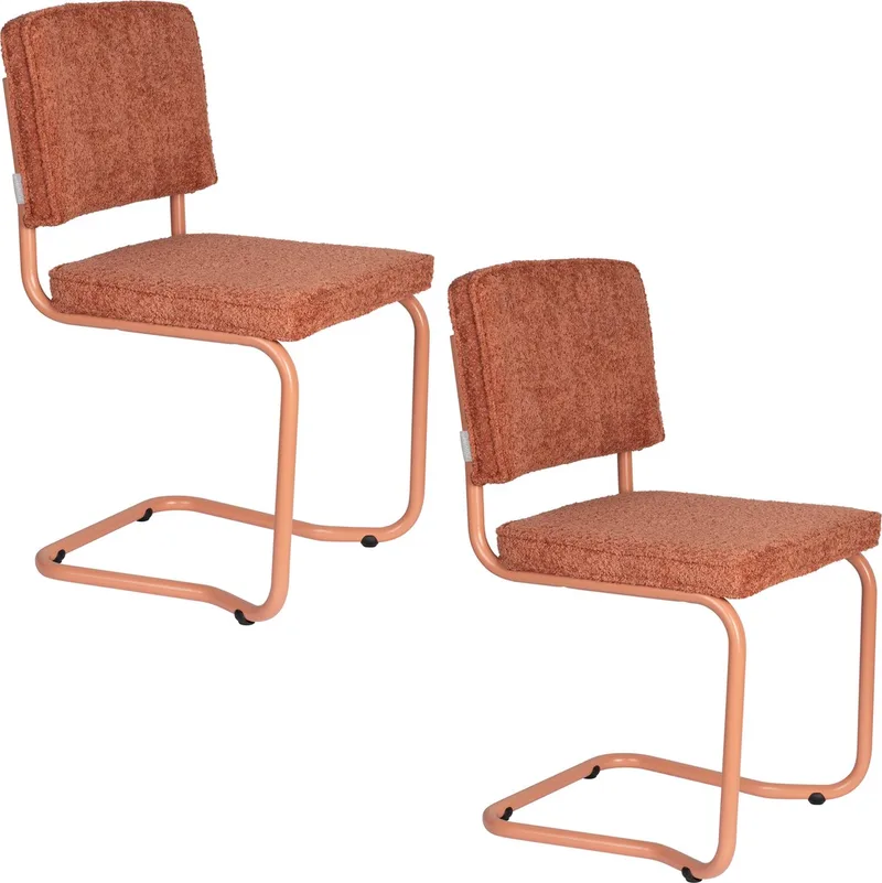 Ridge Kink Soft Eetkamerstoelen Terra - Set van 2 by Zuiver in Terracotta – product photo