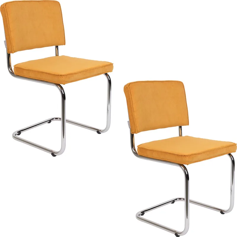 Ridge Rib Eetkamerstoelen - Set van 2 von Zuiver in Geel – Produktfoto