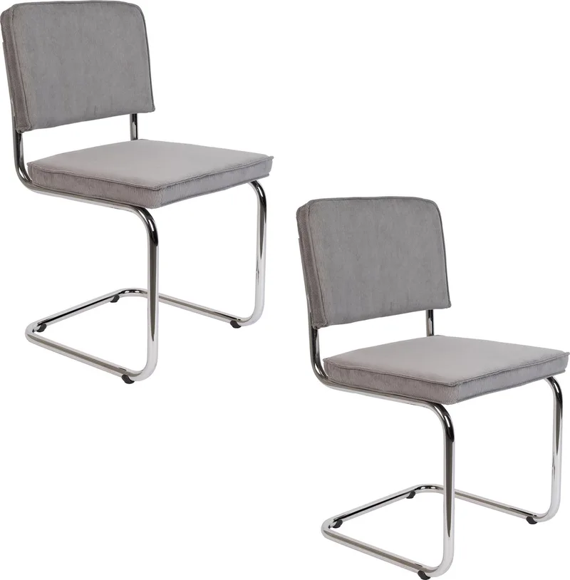 Ridge Rib Eetkamerstoelen - Set van 2 von Zuiver in Lichtgrijs – Produktfoto