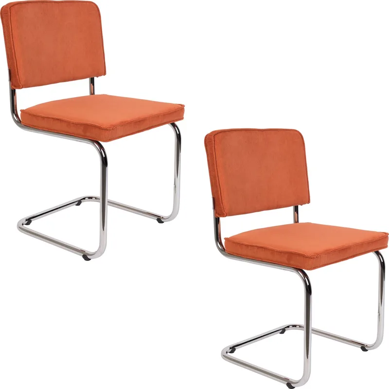Ridge Rib Eetkamerstoelen - Set van 2 von Zuiver in Oranje – Produktfoto
