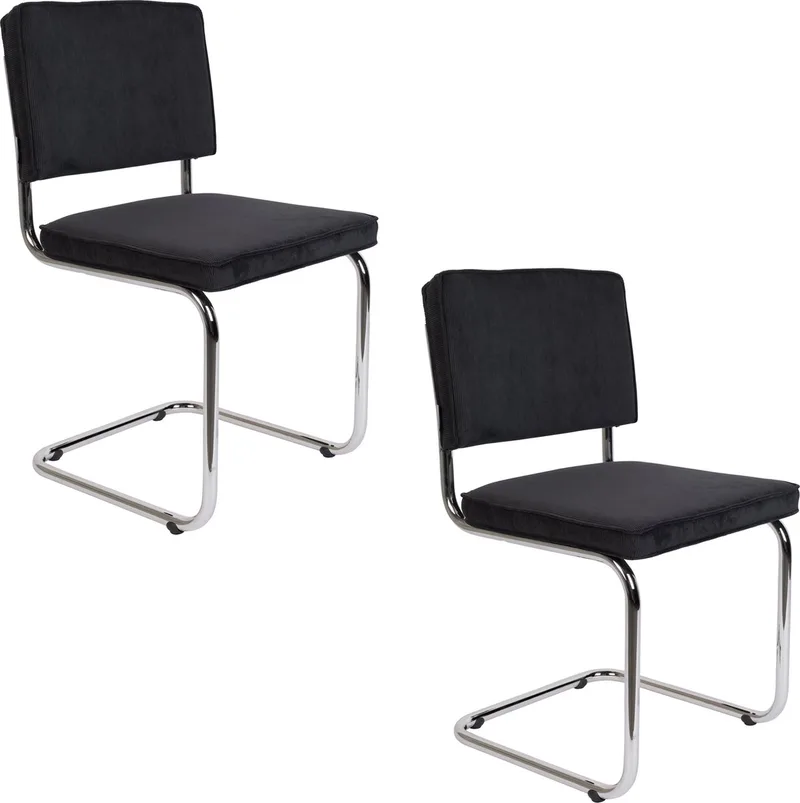 Ridge Rib Eetkamerstoelen - Set van 2 von Zuiver in Zwart – Produktfoto