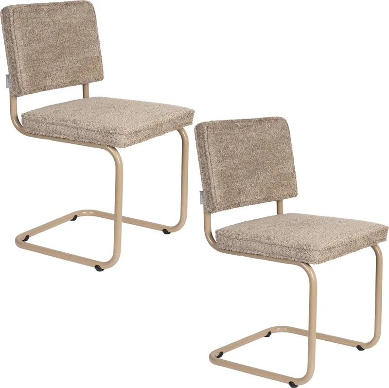 Ridge Soft Eetkamerstoelen - Set van 2 von Zuiver in Beige – Produktfoto