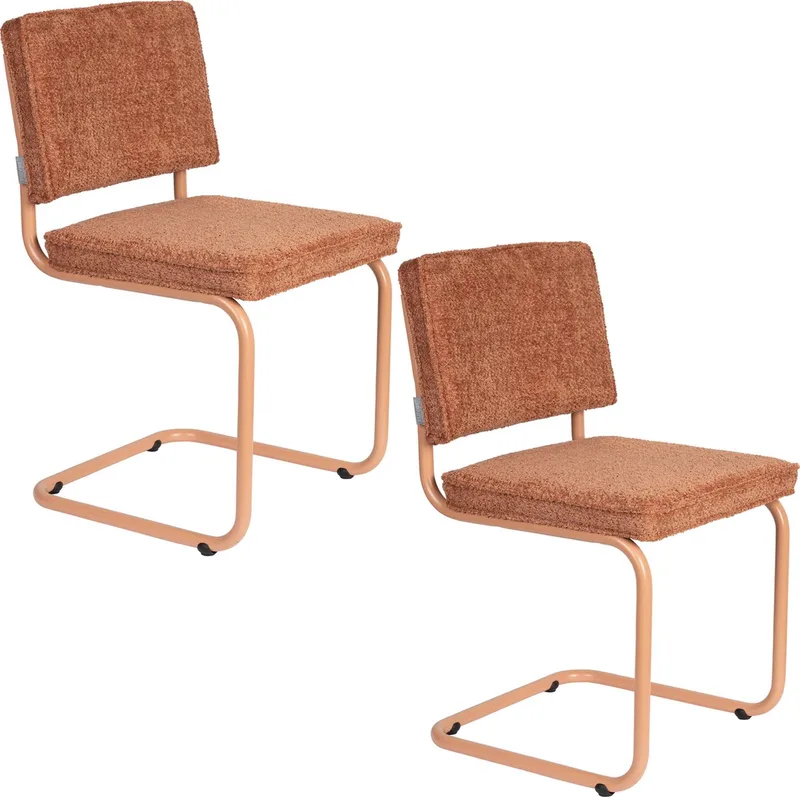 Ridge Soft Eetkamerstoelen - Set van 2 von Zuiver in Terracotta – Produktfoto