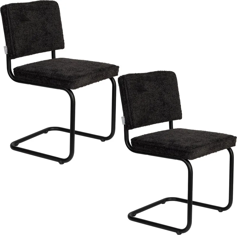 Ridge Soft Eetkamerstoelen - Set van 2 von Zuiver in Zwart – Produktfoto