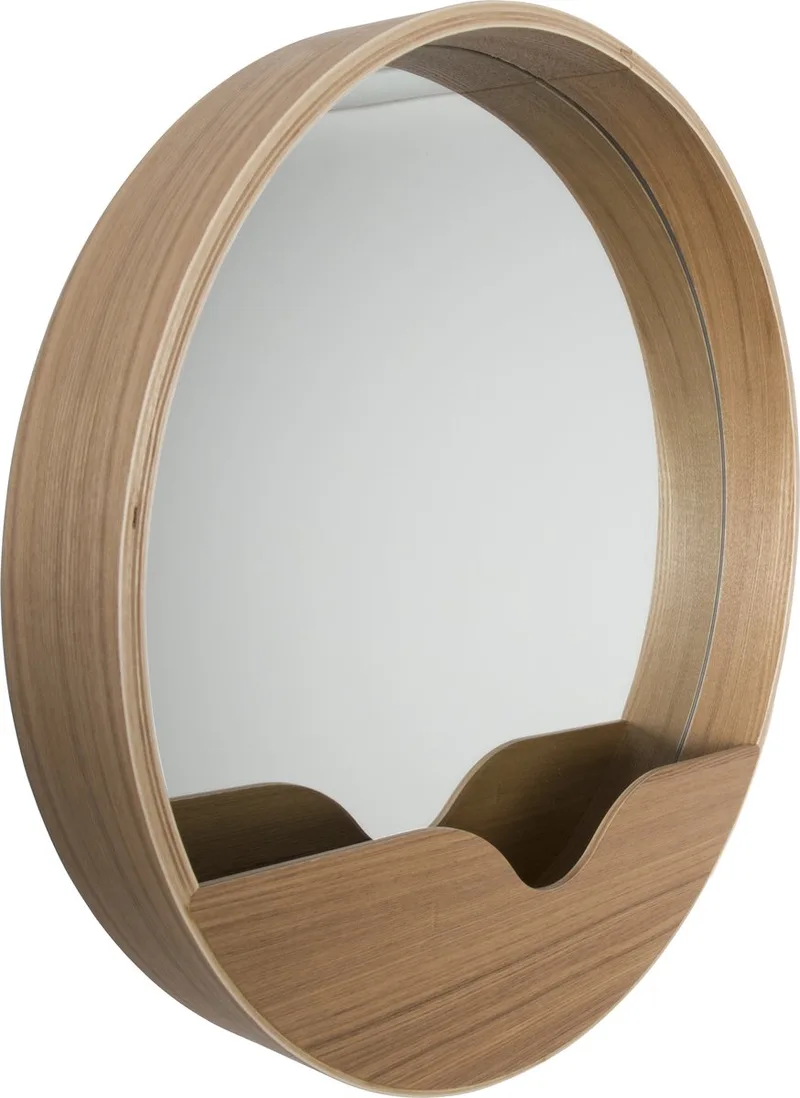 Round Wall Spiegel/ Wandspiegel Rond 40 cm Hout van Zuiver in Bruin – productfoto
