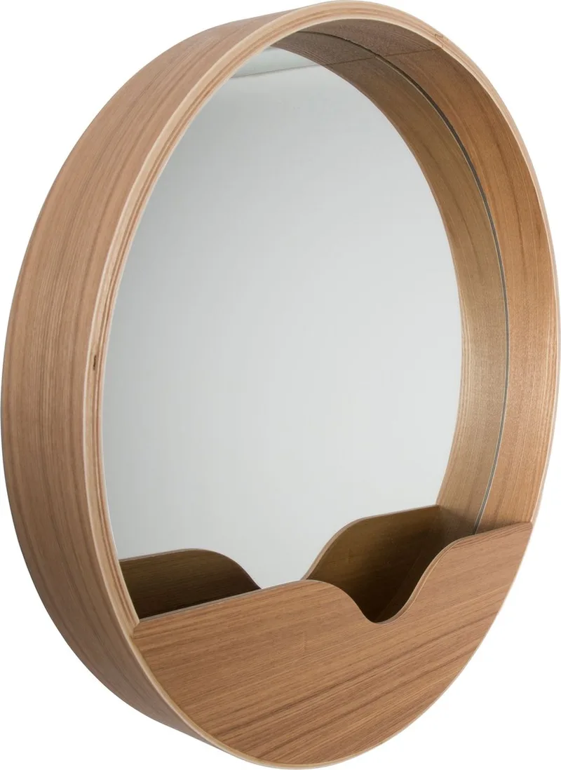 Round Wall Spiegel/ Wandspiegel Rond 60 cm Hout von Zuiver in Bruin – Produktfoto
