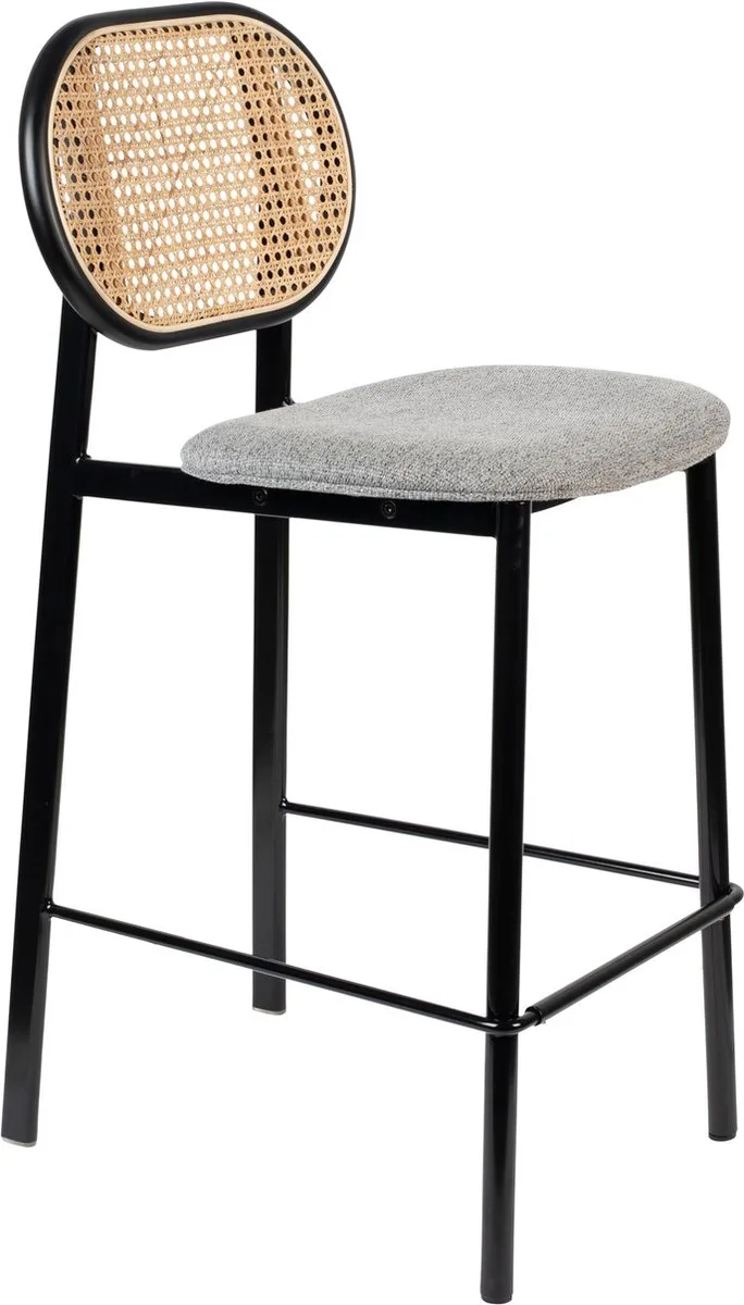 Spike Barkruk rugleuning 64,5 cm Naturel van Zuiver in Grijs – productfoto
