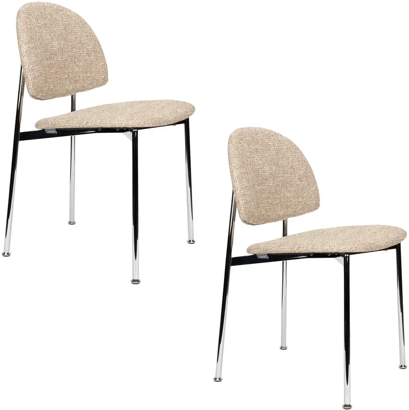Sunrise Eetkamerstoelen Chrome/Beige - Set van 2 von Zuiver in Beige – Produktfoto