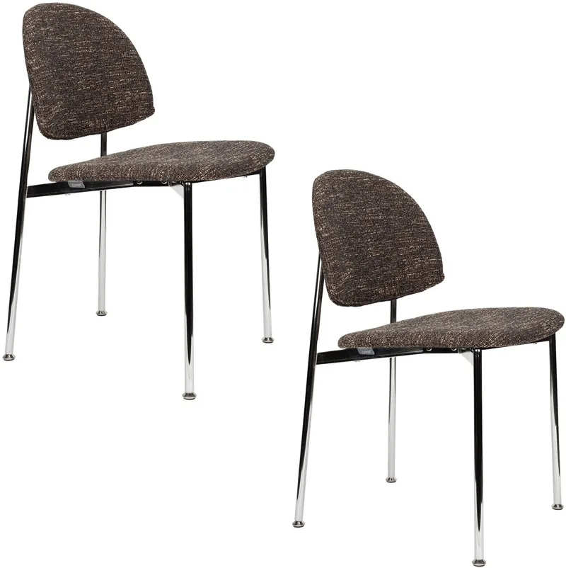 Sunrise Eetkamerstoelen Chrome/Bruin - Set van 2 von Zuiver in Bruin – Produktfoto