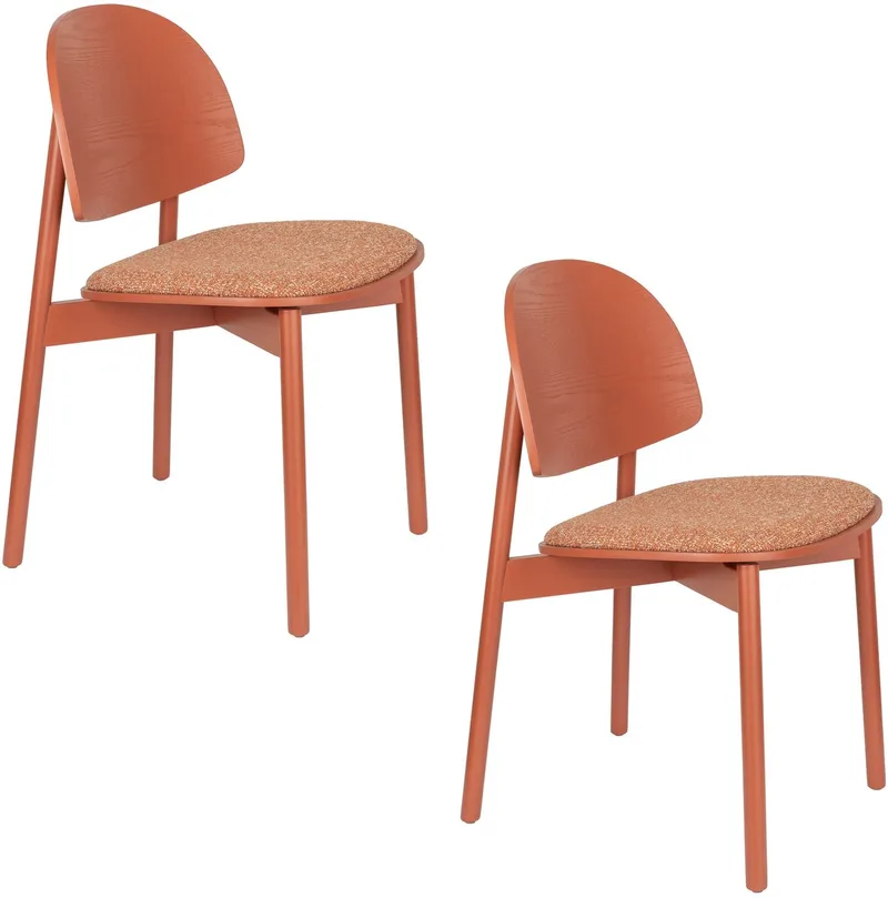 Sunrise Eetkamerstoelen Hout - Set van 2 von Zuiver in Rood – Produktfoto