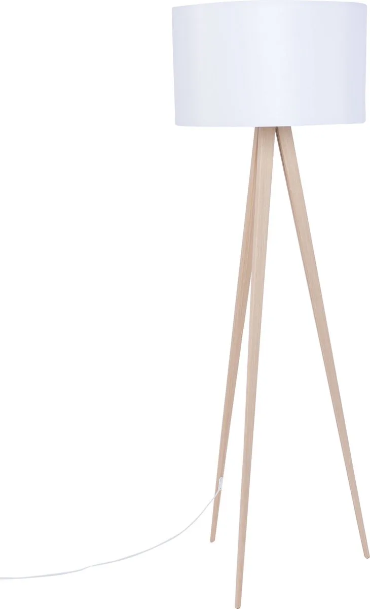 Tripod Vloerlamp Met Driepoot Wood von Zuiver in Wit – Produktfoto