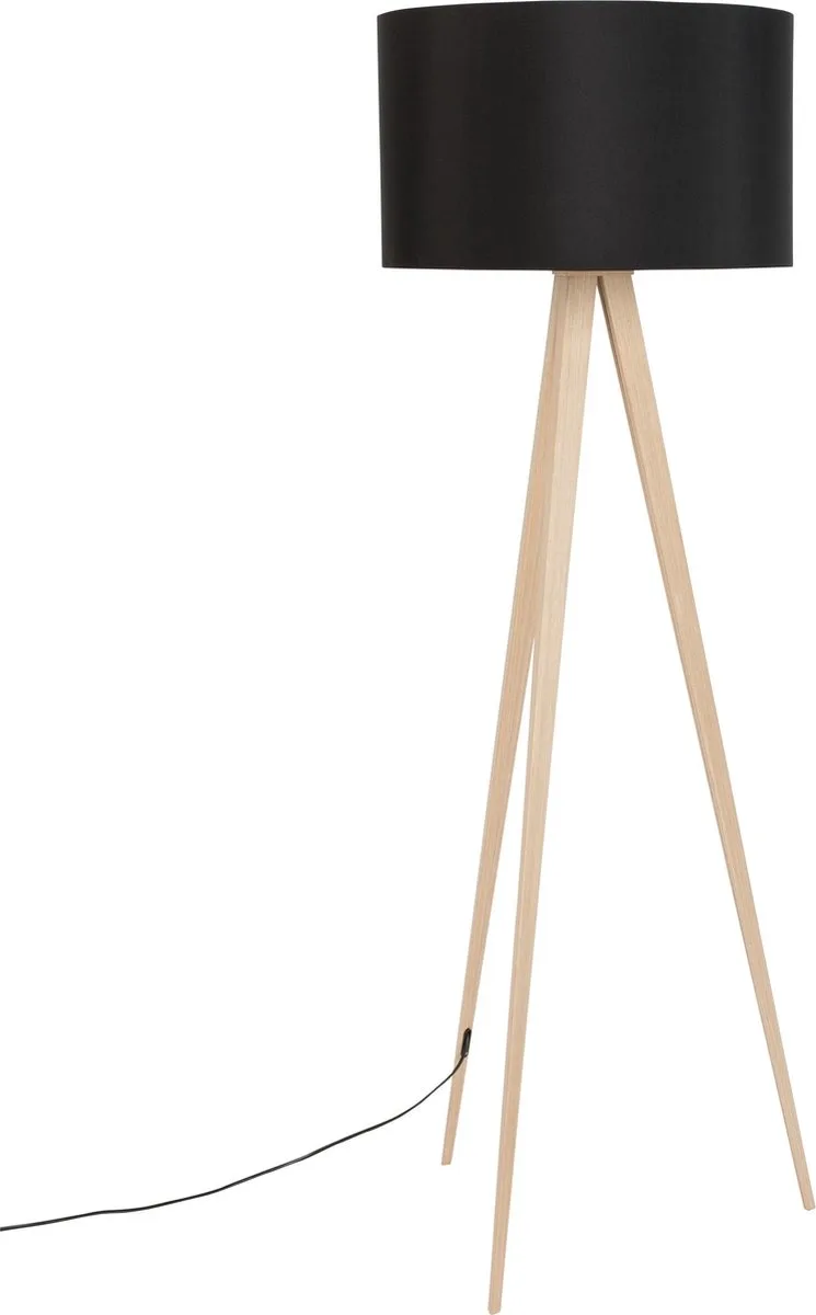 Tripod Vloerlamp Met Driepoot Wood van Zuiver in Zwart – productfoto