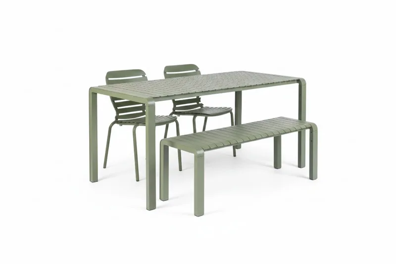 Vondel Tuinset 4 personen - tuintafel + 2 stoelen + tuinbankje van Zuiver in Groen – productfoto