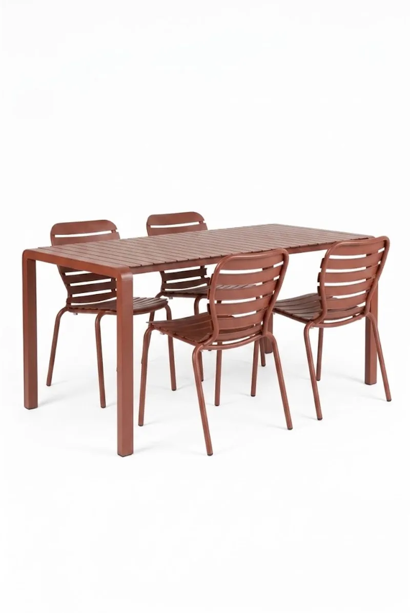 Vondel Tuinset 4 personen - tuintafel + 4 stoelen von Zuiver in Rood – Produktfoto