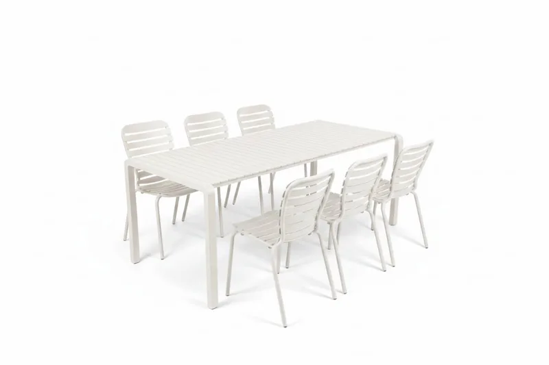 Vondel Tuinset 6 personen - tuintafel + 6 stoelen van Zuiver in Wit – productfoto