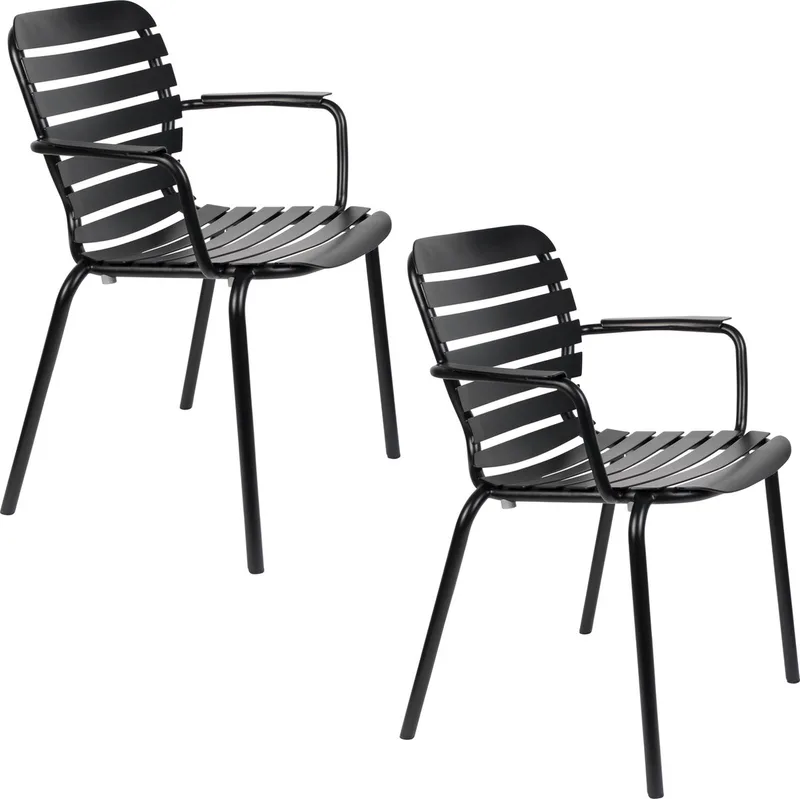Vondel Tuinstoel Armleuning - Set van 2 van Zuiver in Zwart – productfoto
