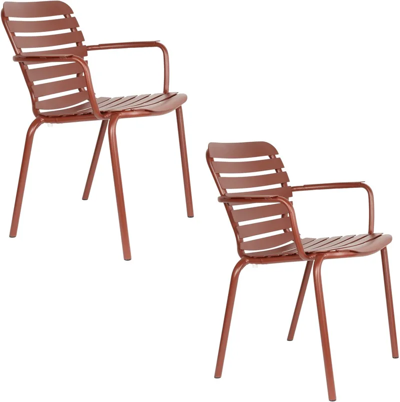 Vondel Tuinstoel met Armleuning - Set van 2 van Zuiver in Rood – productfoto
