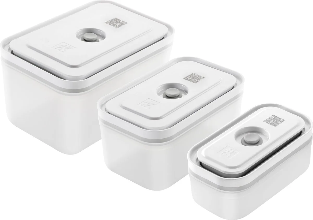 Fresh & Save Vacuüm vershoudbakjes - Opbergdozen - 3-delige set - S 300ml - M 900ml - L 2000ml - Kunststof by Zwilling in White – product photo