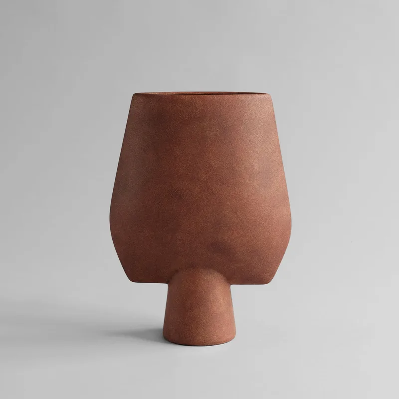 Sphere Vase Square, Big - Terracotta by 101 Copenhagen – product photo