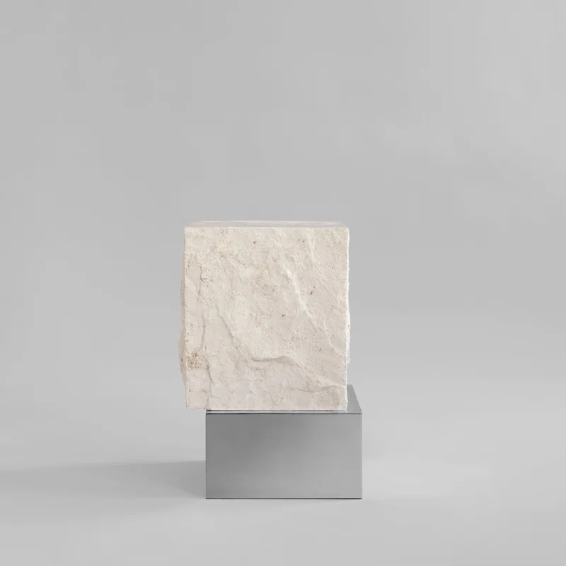 Temple Coffee Table, Tall - Chrome / Limestone von 101 Copenhagen – Produktfoto