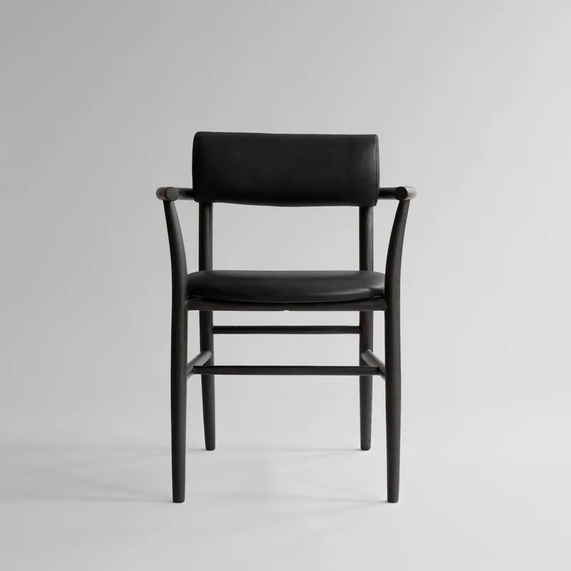 Nama Dining Chair, Armrest Coffee Black  - Aniline Leather by 101 Copenhagen – product photo