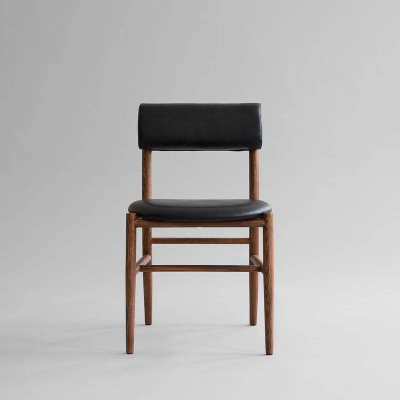 Nama Dining Chair, Classic Brown Oak - Aniline Leather Black by 101 Copenhagen – product photo