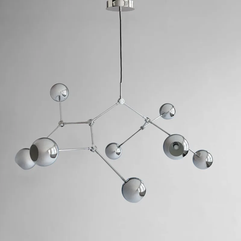 Drop Chandelier Globe - Chrome (5m) van 101 Copenhagen – productfoto