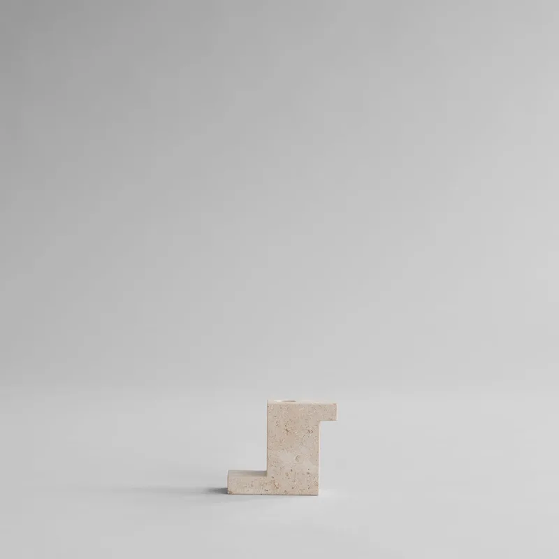 Brick Candle Holder, Tall - Limestone by 101 Copenhagen – product photo