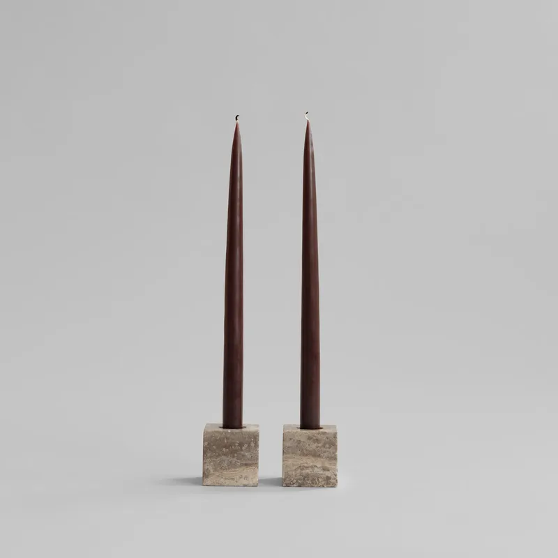 Cube Candle Holder -  Silver Travertine by 101 Copenhagen – product photo