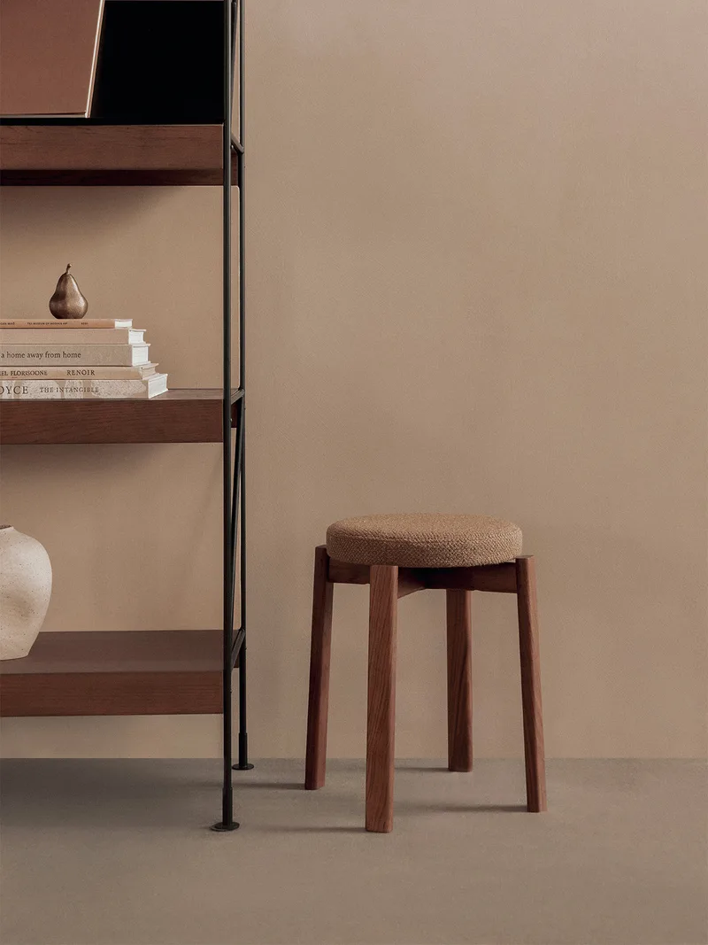Passage Stool, Upholstered by Audo Copenhagen in Natural Oak, Audo Bouclé 02 – interior photo 4 of 8