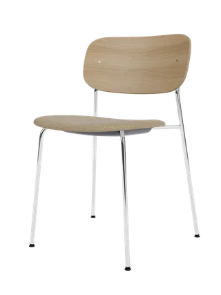 Co Dining Chair by Audo Copenhagen in Black Oak, Audo Bouclé 07, Upholstered seat, Chrome – product photo 3 of 5