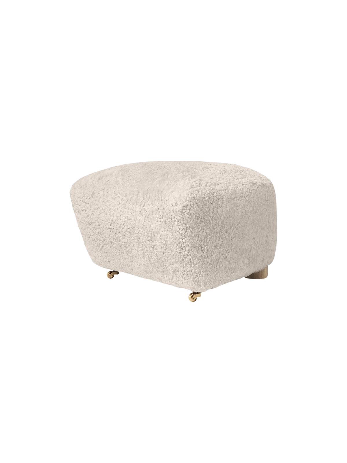 The Tired Man Ottoman van Audo Copenhagen in Natural Oak, Sheepskin Moonlight, Sheepskin – productfoto
