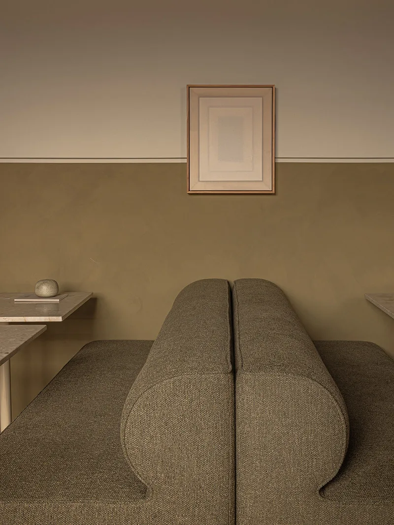 Eave Dining Sofa de Audo Copenhagen en 80 cm, Logan Jasmine, Open section modules – photo d’ambiance 3 sur 18