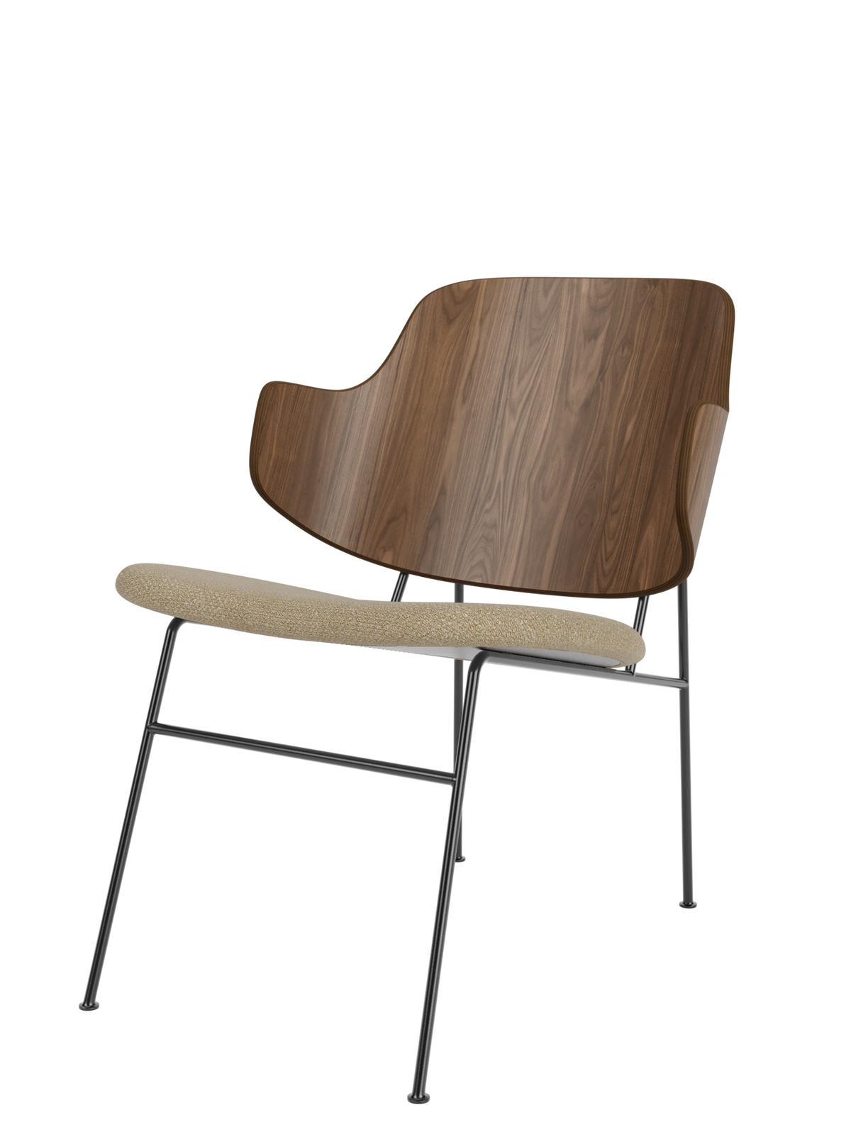 The Penguin Lounge Chair van Audo Copenhagen in Walnut, Audo Bouclé 02 – productfoto