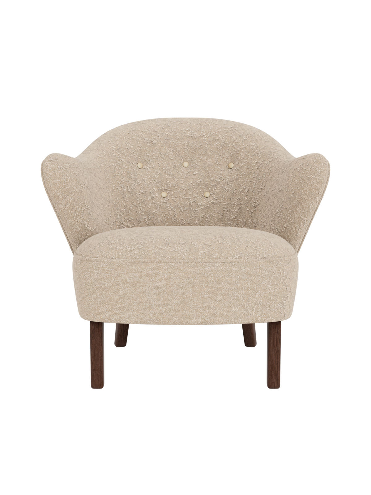 Ingeborg Lounge Chair by Audo Copenhagen in Dark Stained Oak, Zero 0001, Vegetal Leather Buttons, Textile – product photo