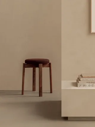 Passage Stool, Upholstered by Audo Copenhagen in Natural Oak, Audo Bouclé 02 – interior photo 1 of 8